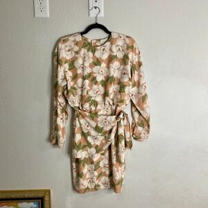 Vintage Hilda Floral Dress 80s 90s Side Tie Button Back Tropical Cottage core